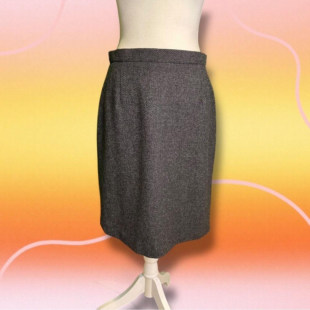 Giorgio Armani Le Collezioni Black & Gray Virgin Wool Blend Pencil Skirt Size 10